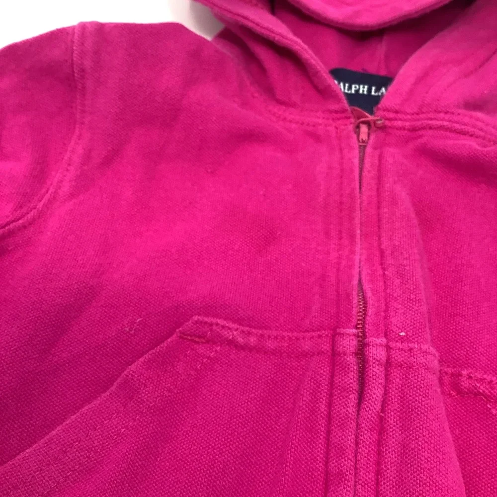 Ralph Lauren Pink Full Zip Hoodie Girls Size 18M Sweatshirt Pockets Long Sleeves
